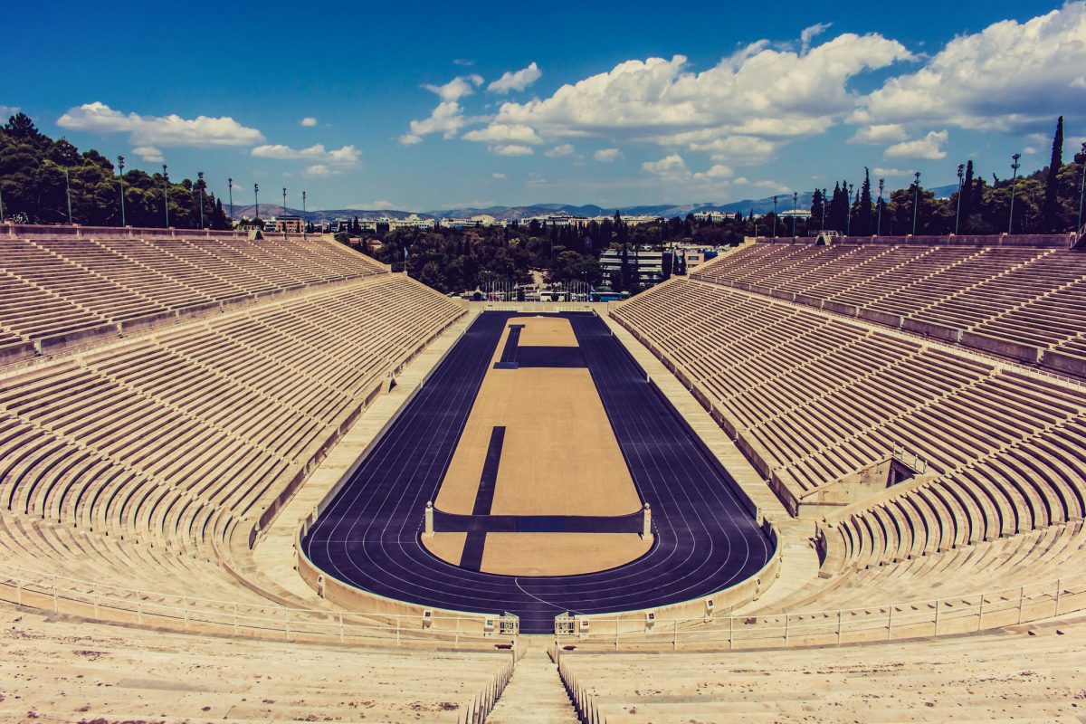 Panathenaic Stadium - finish Athens marathon - Run Han Run