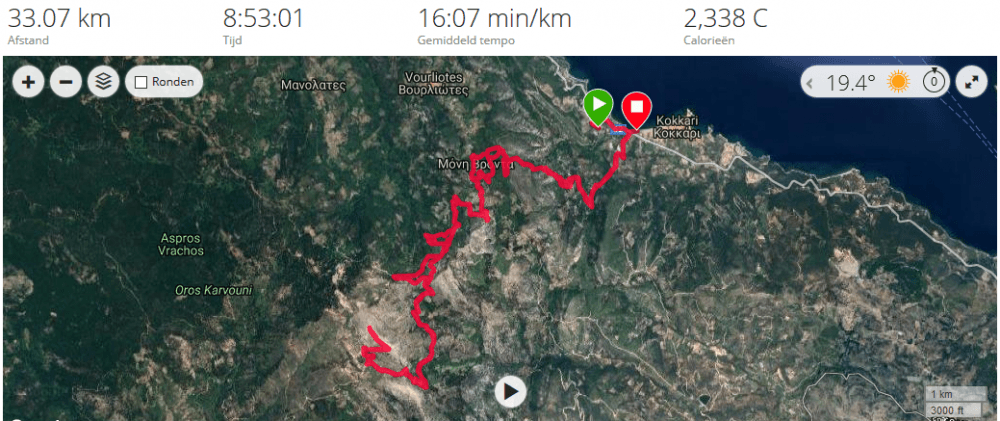 Kokkari - Pyhtagorio bergtop Samos wandelen - Run Han Run